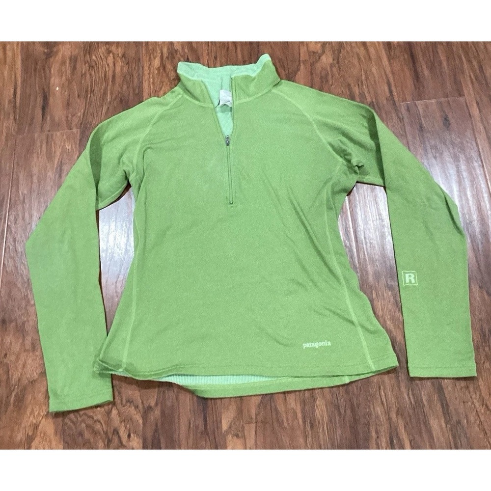 Patagonia Women's Medium Polartec 1/2‎ Zip Green Pullover Made In USA Regulator